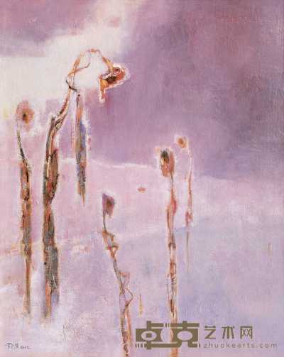 张钦若 2002年 雪地上的葵花 100×80cm